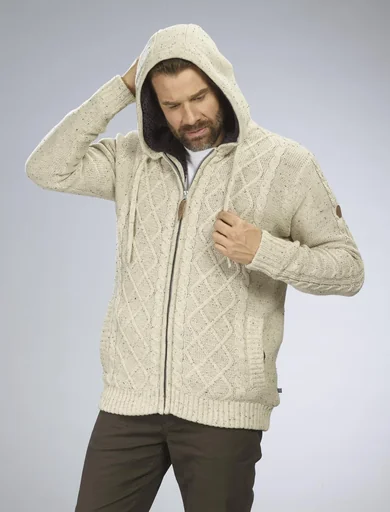 "Cardigan with Berber fleece, beige/brown, size M image"