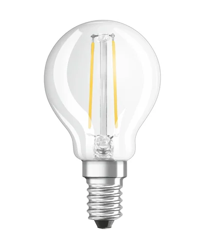 "LED STAR FILAMENT drop lamp with 2.5 watts, E14, cool white, clear image"