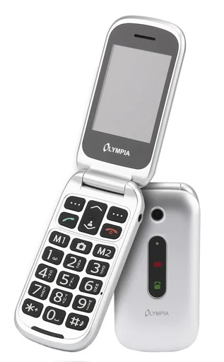 "Large button flip phone, silver image"