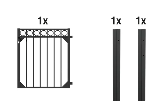 "Single gate set Circle, for setting in concrete, matt black, height 100 cm, width 1 m image"