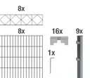 Double rod mesh fence sets anthracite with decorative element "Bergen", length: 16 m, height: 120 cm