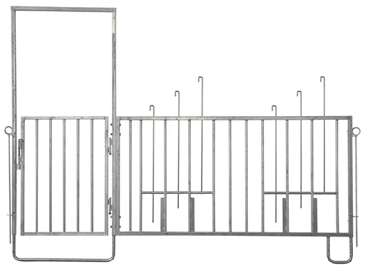 "Fence section with door and feeding places, long, for modular fence housing image"