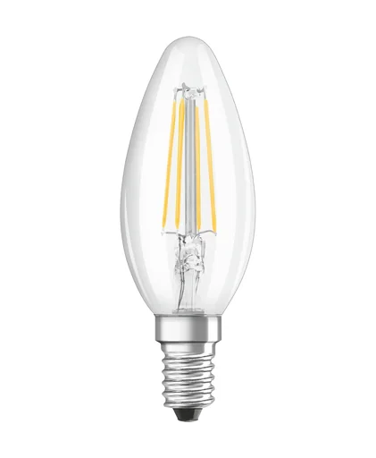 "LED SUPERSTAR FILAMENT candle with 5 watts, E14, cool white, clear, dimmable image"
