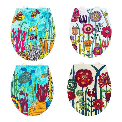 "Toilet seat Full Bloom, Rollin'Art toilet seat with relief surface and soft close image"