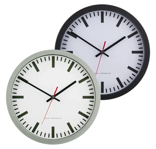 "Radio-controlled wall clock 30 cm, black image"