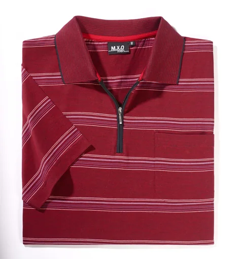 "Striped polo shirt, color red, size M image"