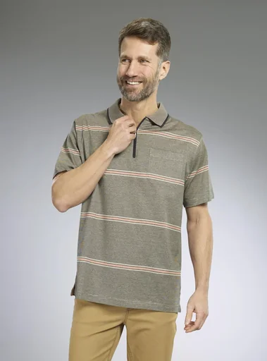 "Striped polo shirt, color khaki, size M image"
