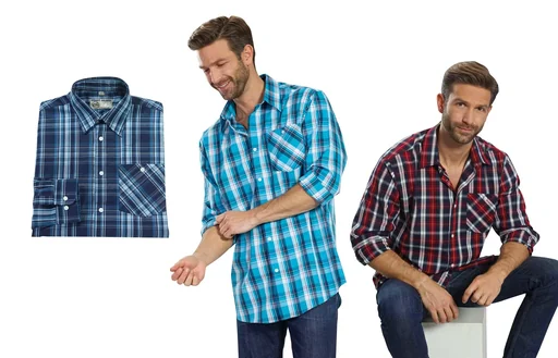 "Casual shirt, red/blue checked, size 39/40 image"