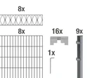 Double rod mesh fence sets anthracite with decorative element "Elegance", length: 16 m, height: 160 cm