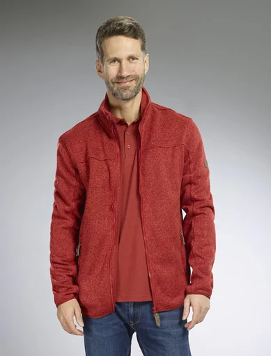 "Cardigan with zipper, color red/melange, size 2XL image"
