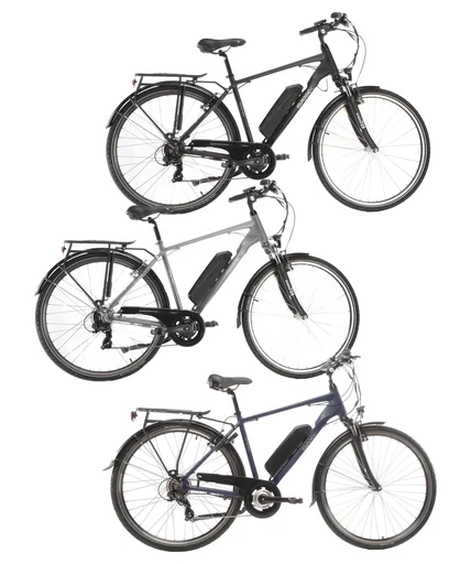 "Men's Trekking E-Bike, 28 inches, frame height 50 cm, 7-speed derailleur, black, Eifel image"