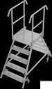 Platform ladder 2 x 5 aluminum steps, accessible from both sides