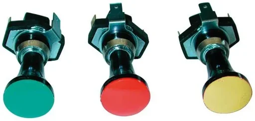 "Pull switch ( green button ) 12V / 2 W, for installation in the dashboard image"