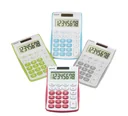 Compact calculator with 8-digit display and dual power, pink