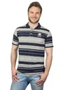 Polo shirt with button placket, navy striped, size 3XL