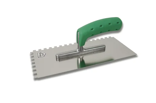 "Smoothing trowel, stainless steel with soft grip, serrated, 10 x 10 mm image"
