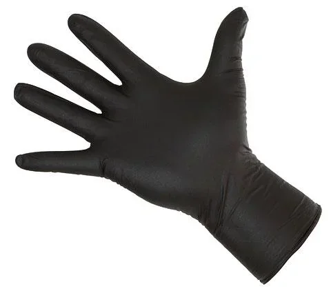 "Nitrile gloves, 50 pieces, size L, black image"