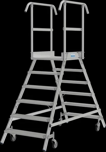"Platform ladder 2 x 7 aluminum steps, accessible from both sides image"