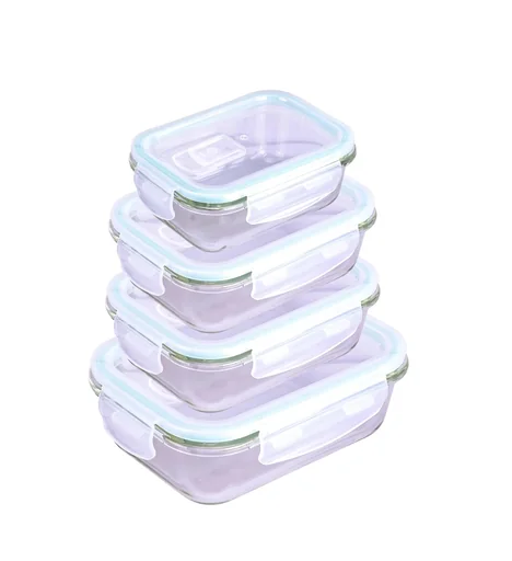 "Glass food storage container with microwave lid, rectangular, 620 ml image"