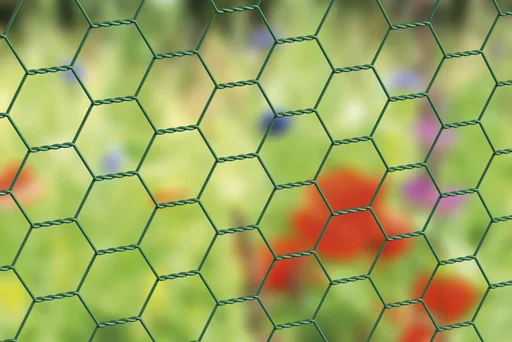 "Hexagonal mesh green plastic-coated, 100cm x 10m, 25x25cm, 1mm image"