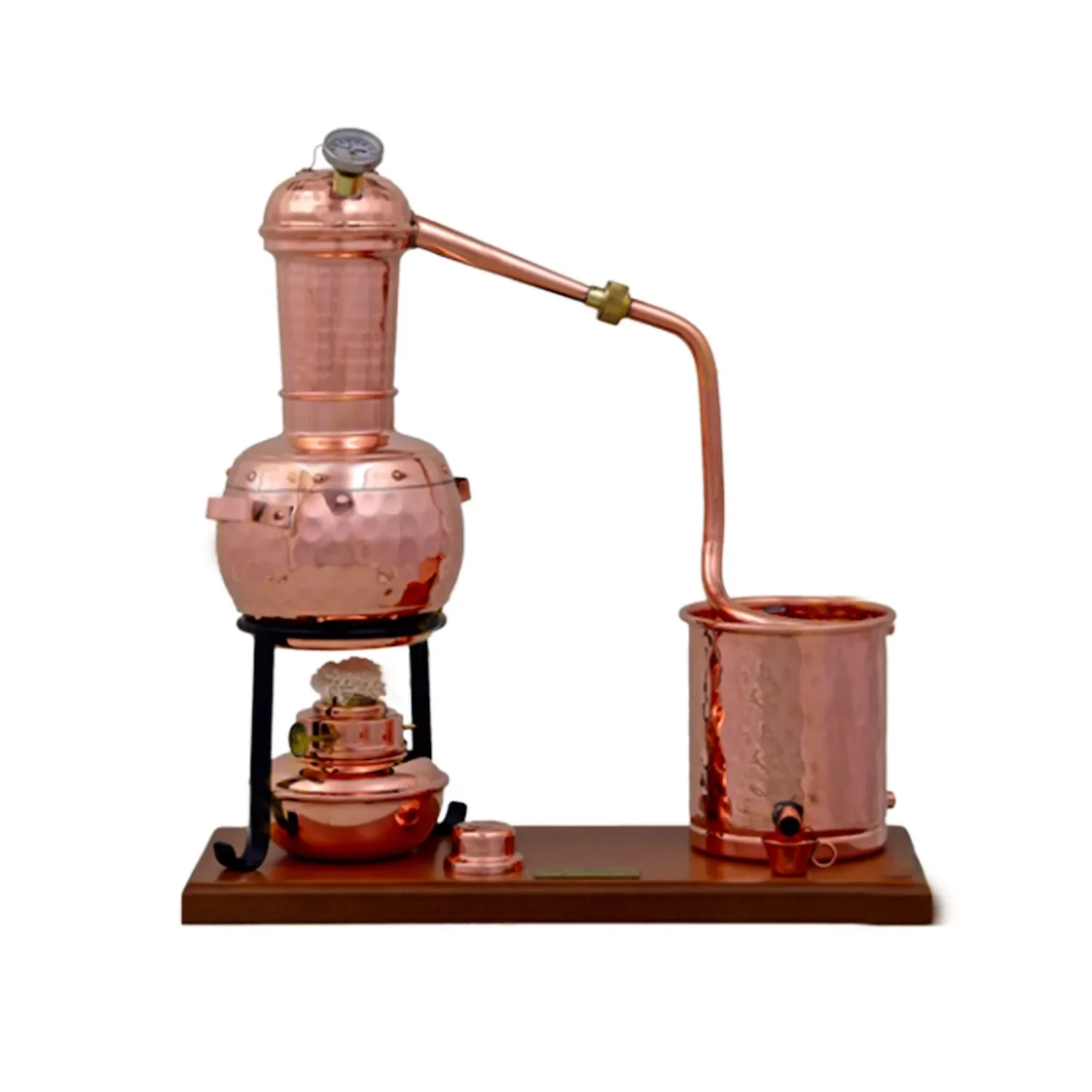 "Alambiek, Distilleerketel, Distillatie apparaat - Long Column Alembic Premium, met spiritusbrander en thermometer, 0,7L image"