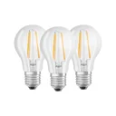 BASE FILAMENT LED drop lamp with 4 watts, E14, warm white, clear - 3 pieces