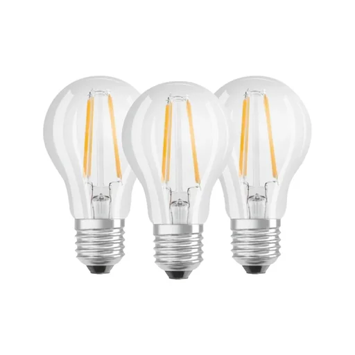 "BASE FILAMENT LED drop lamp with 4 watts, E14, warm white, clear - 3 pieces image"