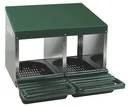 Nesting box with 3 compartments, plastic floor