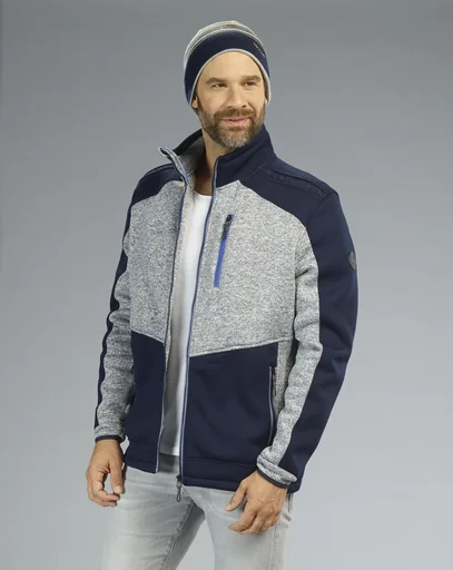 "Knitted fleece jacket, color navy/grey, size 2XL image"