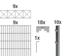 Double rod mesh fence sets anthracite with decorative element "Nexus"", length: 18 m, height: 160 cm