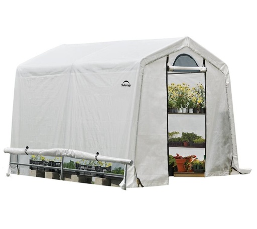 "Kas 9 m² wit, 298×305 cm – beloopbare foliekas met oproldeur, weerbestendig image"