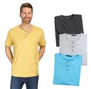 T-shirt with button placket, color silver/melange, size M