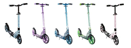 "Aluminum scooter with folding mechanism and stand, 205 mm, ABEC 7, height adjustable, blue image"