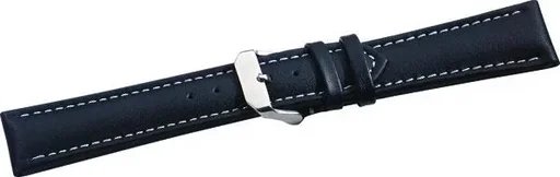 "Leather strap black & white quilted seam 180 mm long lug width 18 mm image"