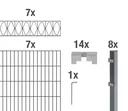 Double rod mesh fence sets anthracite with decorative element "Elegance", length: 14 m, height: 100 cm