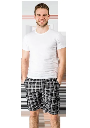 "Shorts with cargo pocket, color navy/checked, size L image"