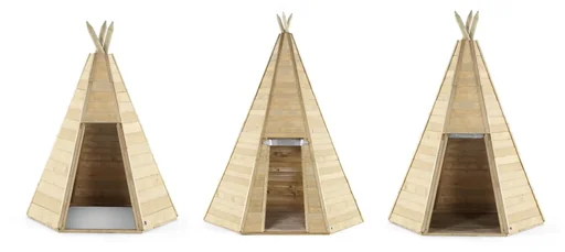 "Wooden Tipi Hideaway 330, outdoor teepee for children made of wood, play tent, 3.30 m high, natural image"