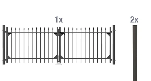 "Double gate set Chaussee including posts 3 x 1.2 m anthracite matt image"