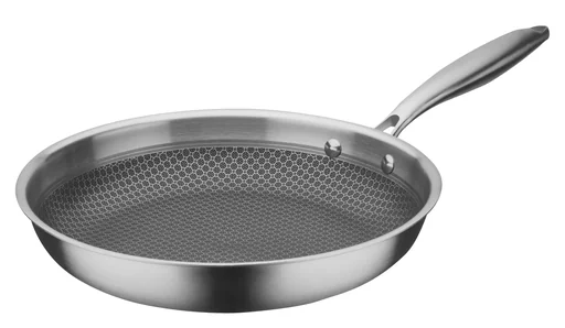 "Frying pan 24 cm TriPly stainless steel honeycomb structure image"