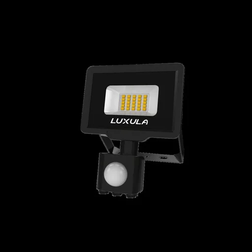 "LED floodlight in black with motion detector offers 20 W, 3000 K (warm white), 2000 lm & IP65 protection image"