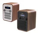 Radio with elegant wooden design and Bluetooth function, grey