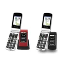 Large-button flip phone 4G with emergency call button, USB-C port, red