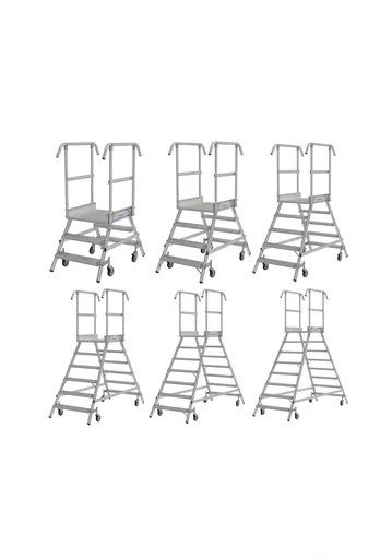 "Platform ladder 2 x 8 aluminum steps, accessible from both sides image"