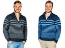 Sweater, color gray with block stripes, size 2XL