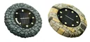 Solar floor spotlights, stone design, beige, set of 2