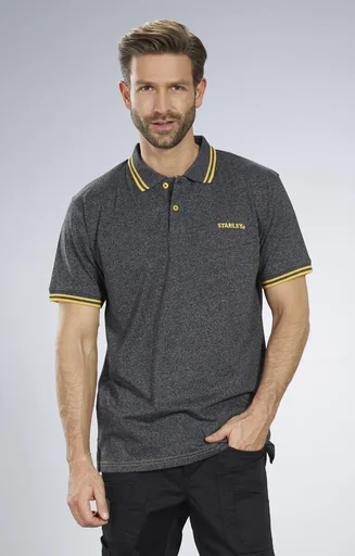 "Polo shirt, color black/melange, size M image"