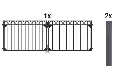 "Double gate set Circle including posts 3 x 1 m black matt image"