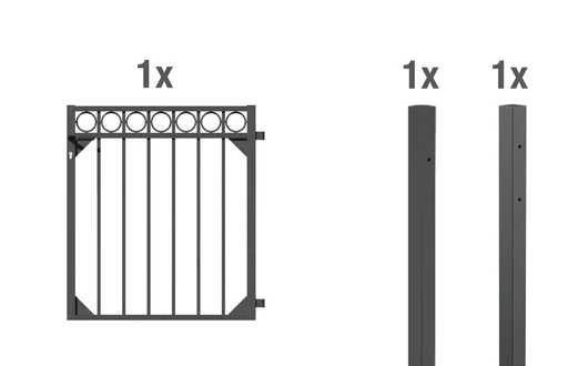"Single gate set Circle, for setting in concrete, anthracite, height 100 cm, width 1 m image"