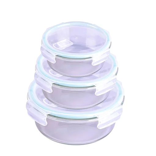 "Glass food storage container with microwave lid, round, 950 ml image"