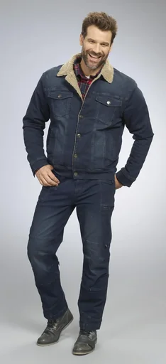 "Denim jacket with teddy lining, color denim blue, size M image"